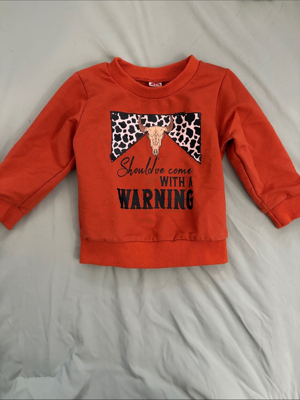Kids Orange Graphic Sweatshirt - 'Should've Come With A Warning'
